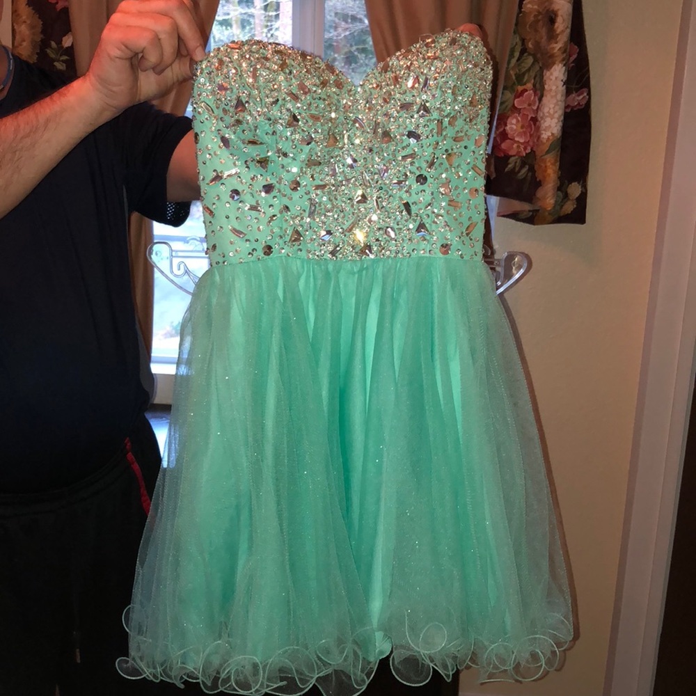 Mint short homecoming dress